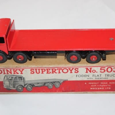 DINKY TOYS 503 REPAINTED RED BLACK FODEN FLAT TRUCK with TAILBOARD nw 