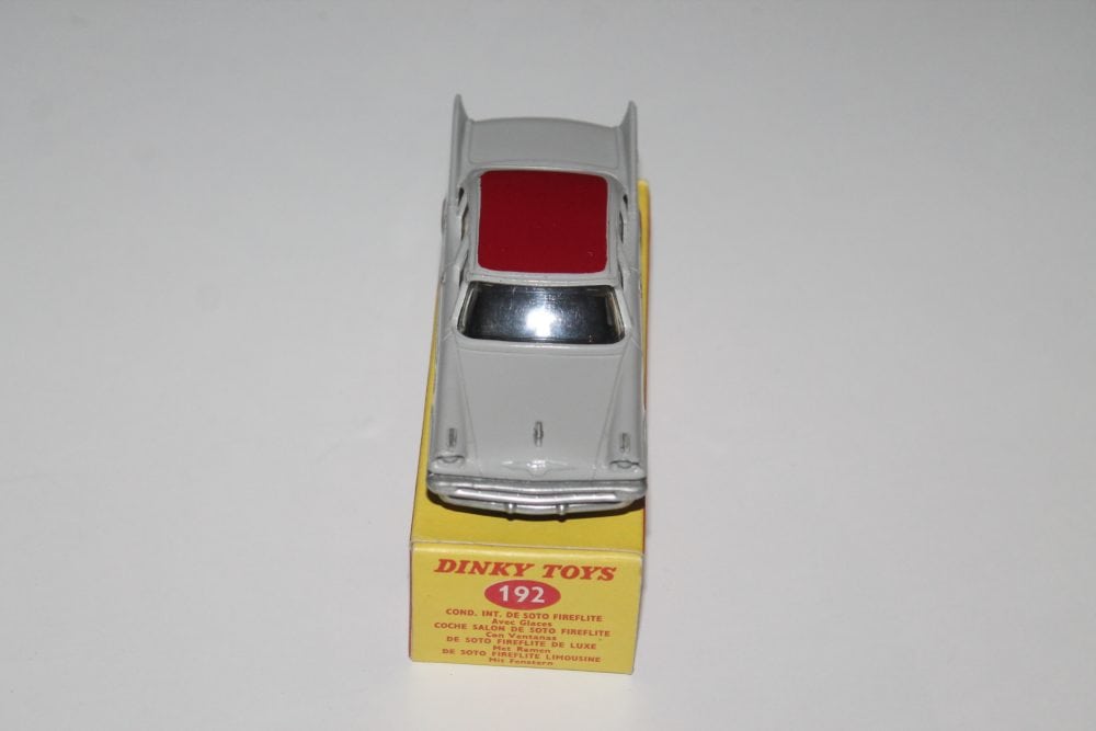 Dinky Toys 192 De Soto Fireflite diecast model car on display.