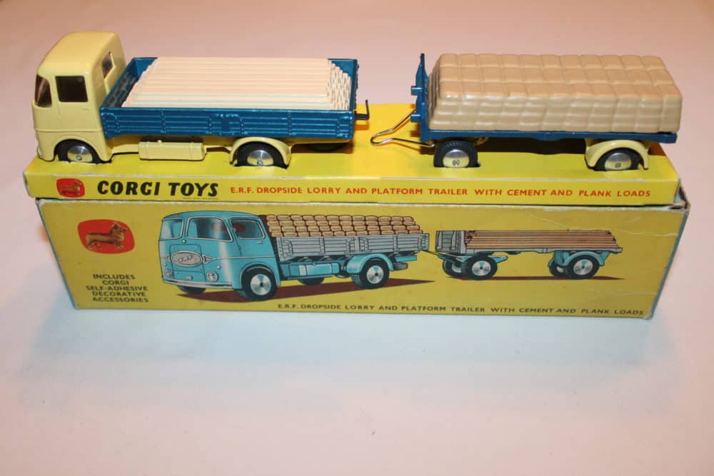 Corgi Toys Gift Set 11 E.R.F Dropside Lorry and Trailer with loads