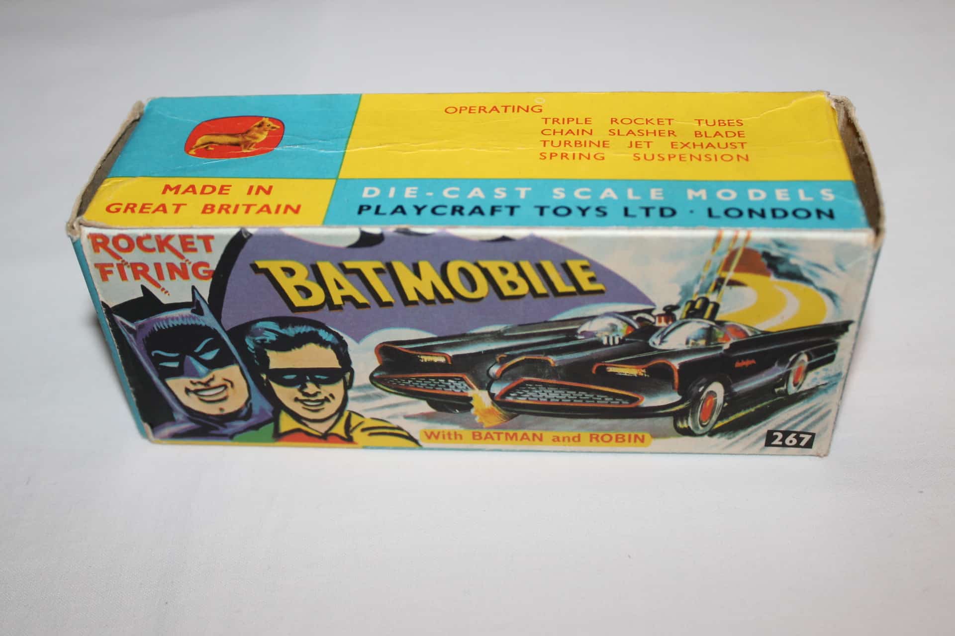 CORGI TOYS Batman Classic TV BATMOBILE Diecast Car & Repro CORGI 267 Box &  Stand