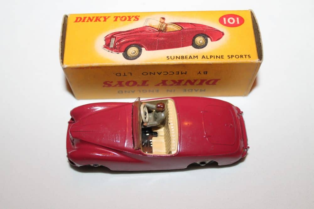 Dinky Toys 101 Cerise Sunbeam Alpine Tourer-top