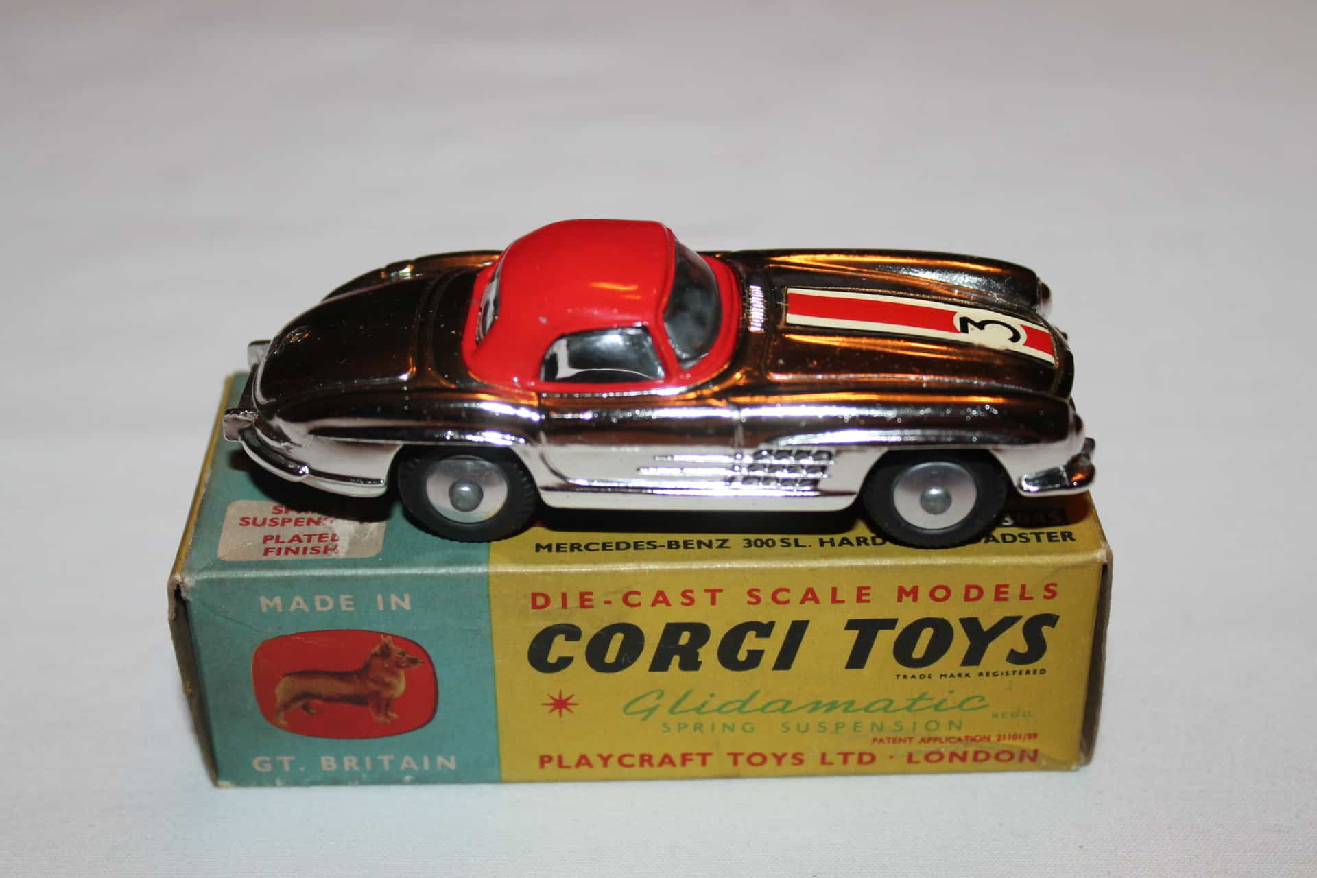 Boîte Reproduction Corgi Toys Pour Mercedes 300 SL Hardtop Roadster - Réplique Boîte Vintage