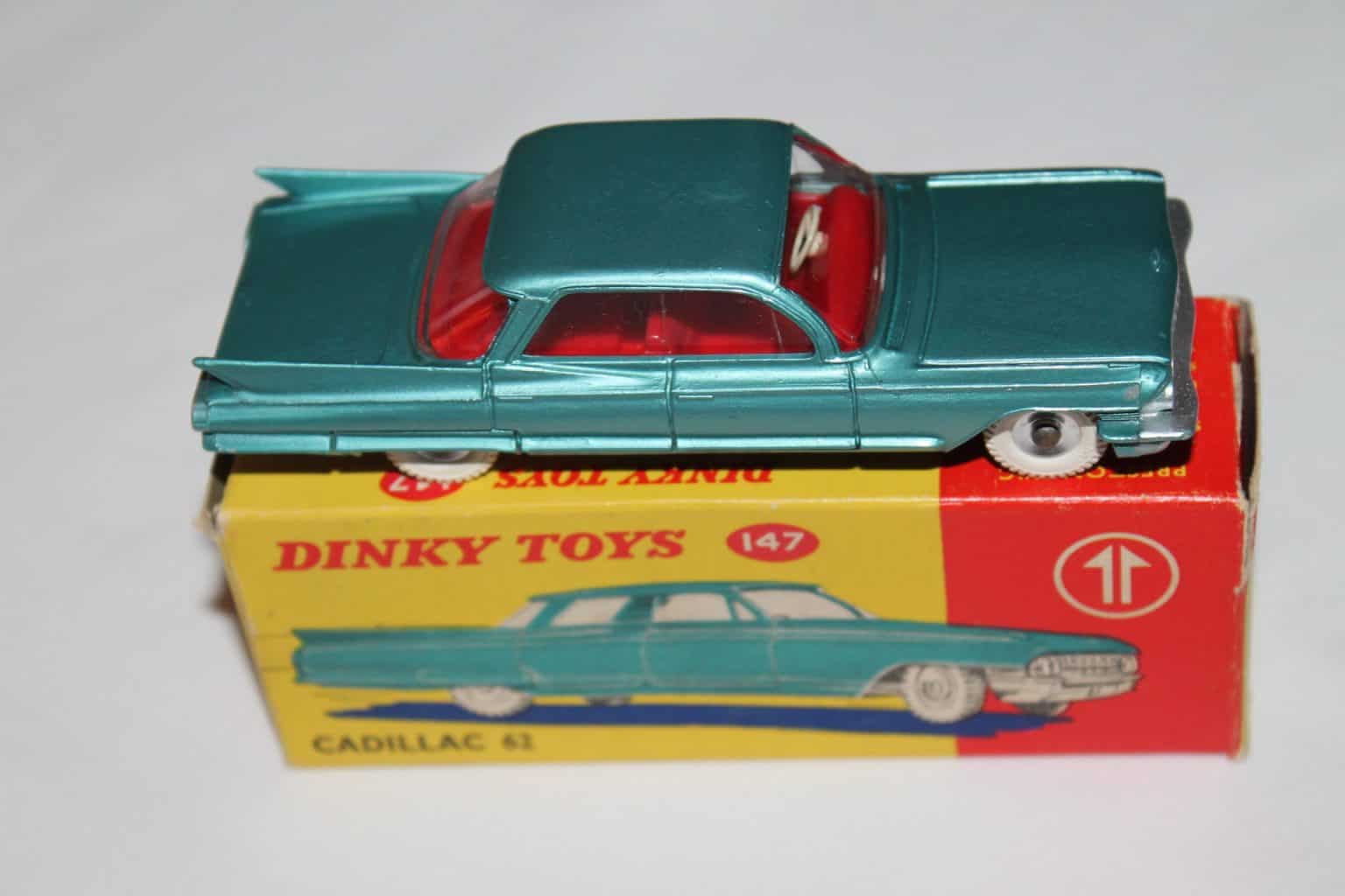 Vintage Dinky Toys Metallic Blue Cadillac | Meccano Ltd. | Missing a Wheel