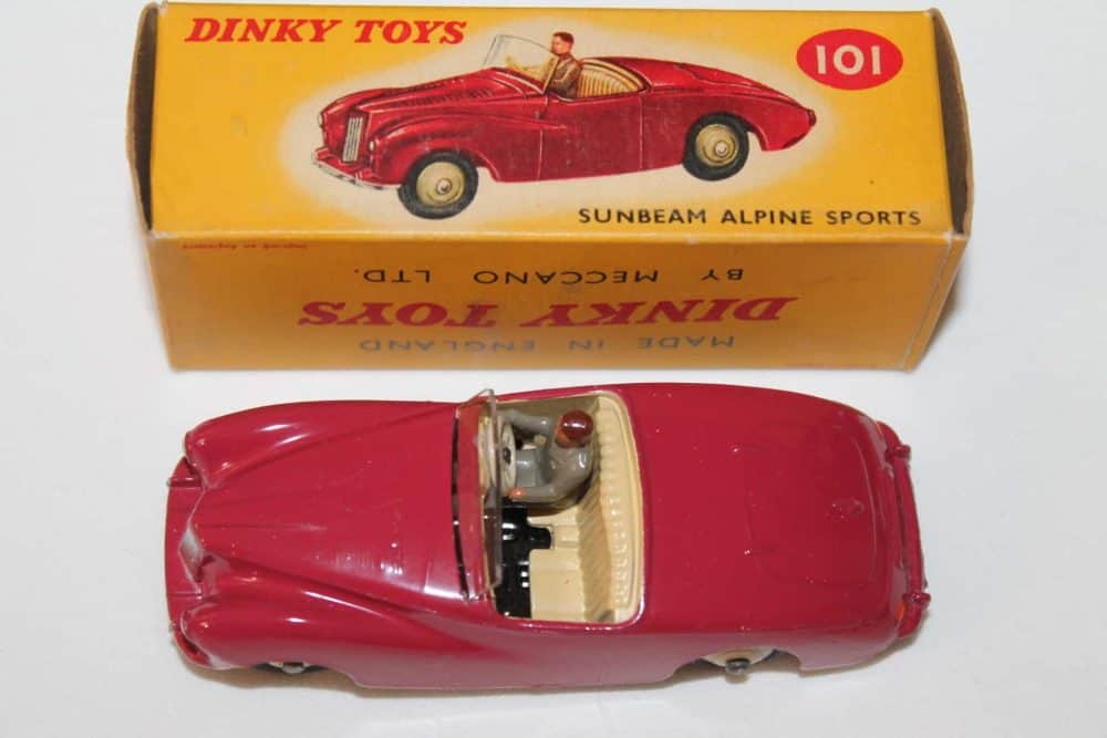 Dinky Toys 101 Cerise Sunbeam Alpine Tourer-top