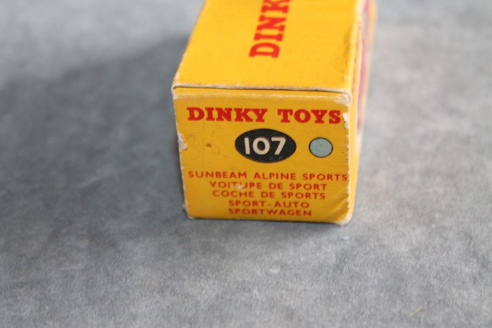 sunbeam alpine competition blue dinky toys 107 box end 1