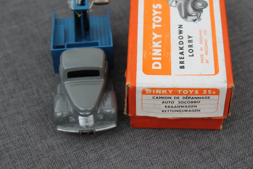 commer-breakdown-lorry-grey-sea-blue-orange-box-dinky-toys-25x-front