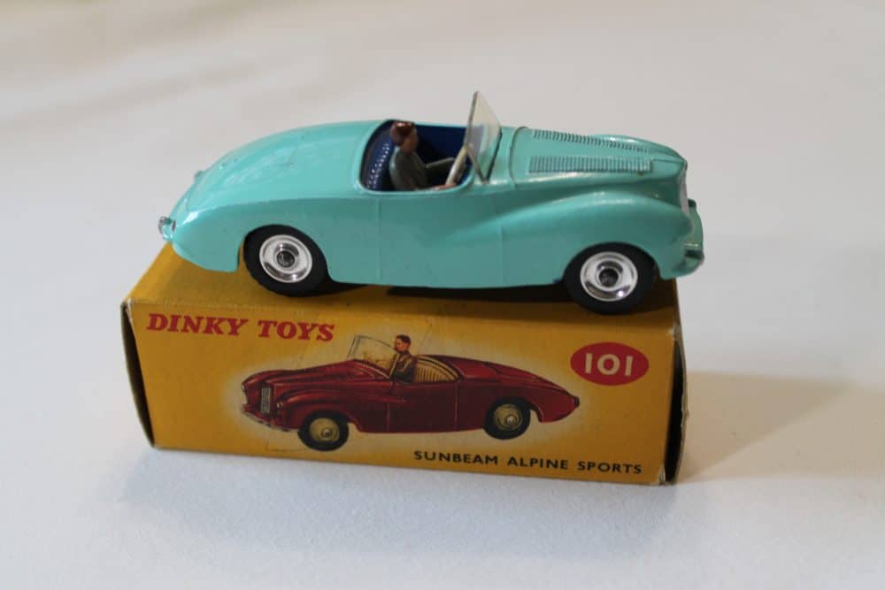 sunbeam-alpine-tourer-turquoise-spun-silver-wheels-dinky-toys-101-rare-side