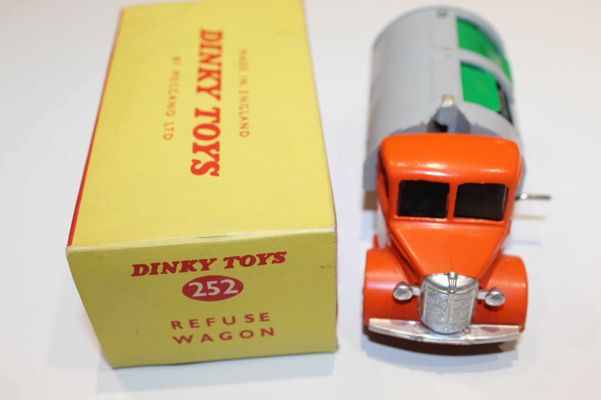 Vintage Dinky Toys refuse wagon model for collectors.