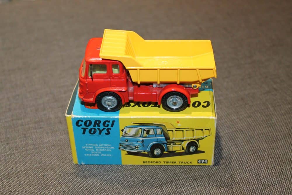 bedford-tipper-truck-red-yellow-cast-wheels-corgi-toys-494