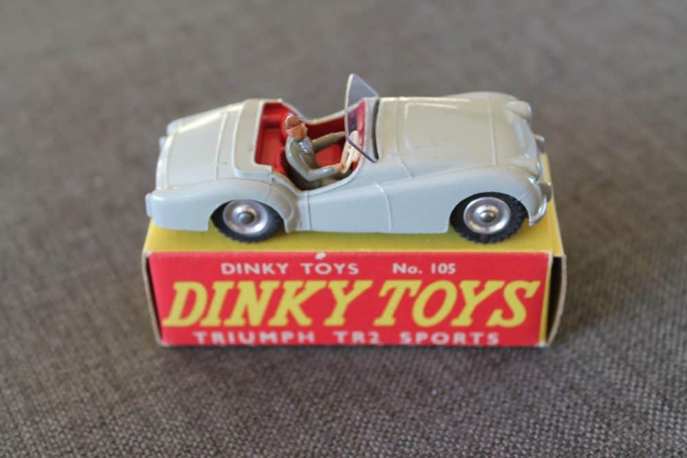 triumph-tr2-sports-grey-red-silver-spun-wheels-dinky-toys-105-scarce-side