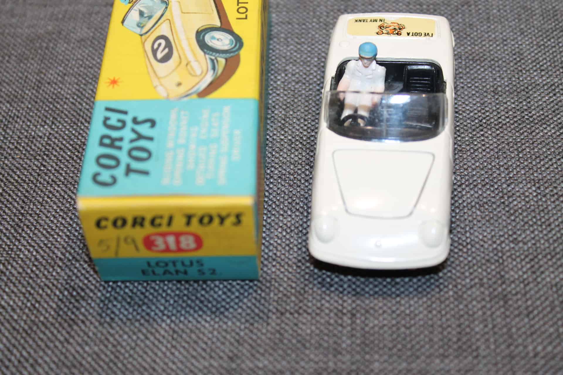 Miniature Corgi Toys 318 - Lotus Elan Bleu Métal, échelle 1/43, Très Bon état (sans Boîte)