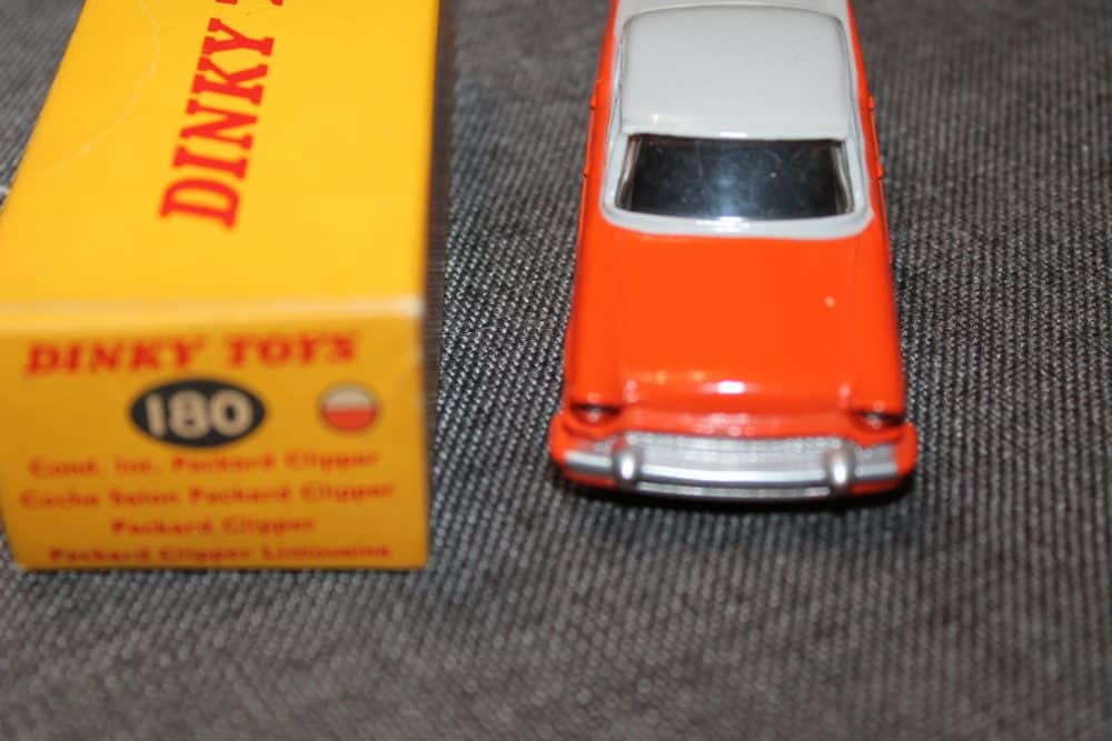 packard-clipper-orange-and-grey-spun-wheels-dinky-toys-180-front