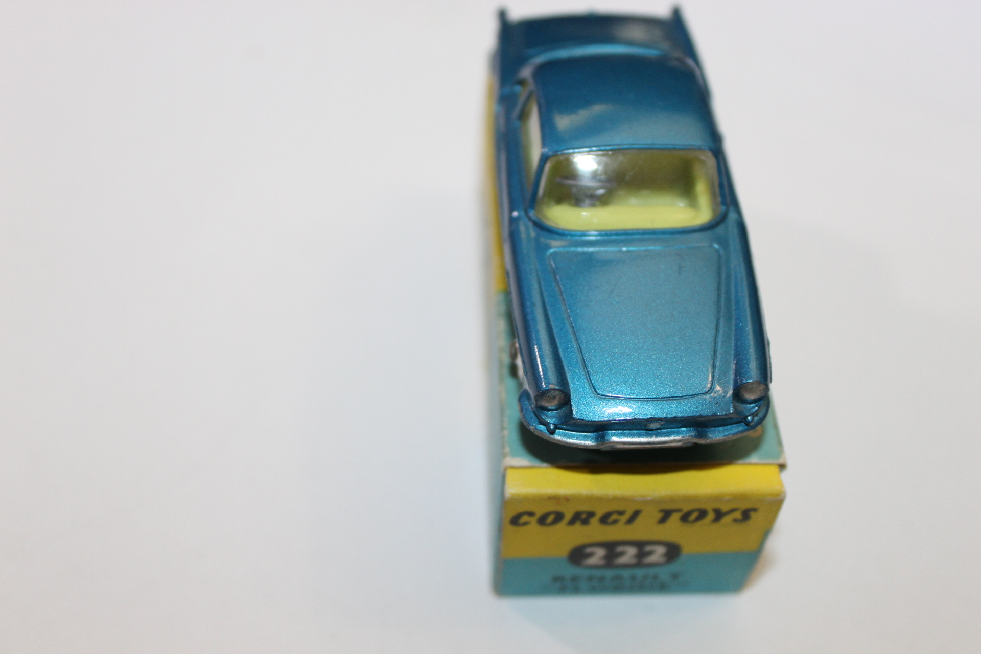 Vintage blue Corgi Toys car model on display, perfect for diecast collectors.