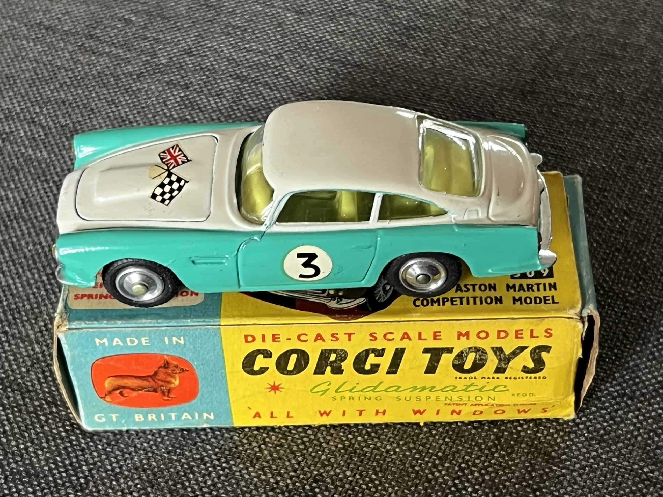 1960s Corgi Toys Aston Martin DB4 Competition Model 'Number 1' #309 Very  Near MINT - collectors item - Classentials