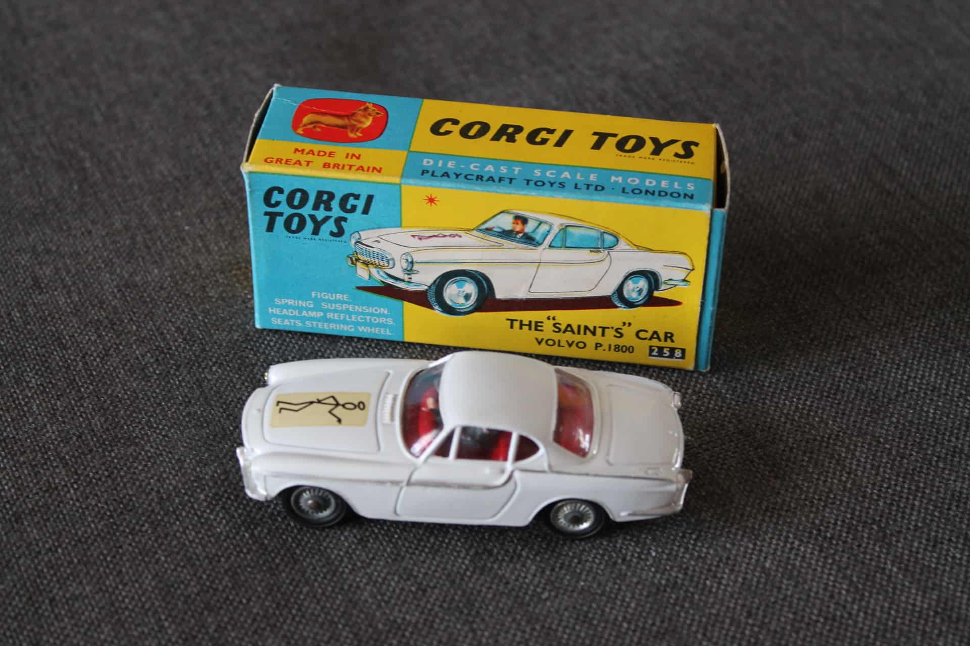Corgi Toys Volvo P.1800 'The Saint' (258). In white with red interior, example with white logo to