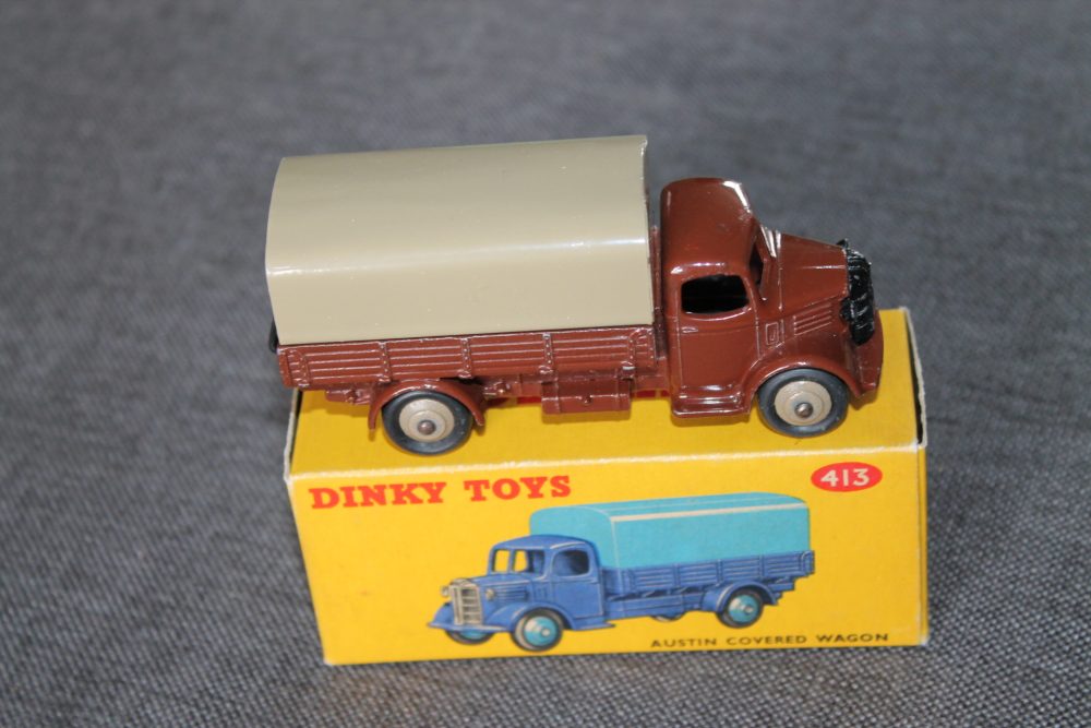 austin-covered-wagon-rare-brown-dinky-toys-413-side
