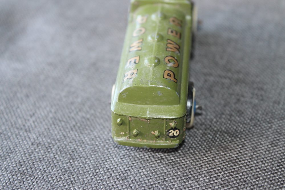 pre war petrol tanker type 2 dark olive green dinky toys 25d back