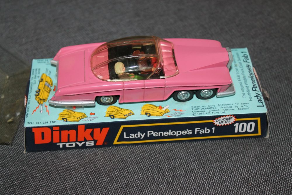 fab1 lady penelope car black interior rare dinky toys 100 side