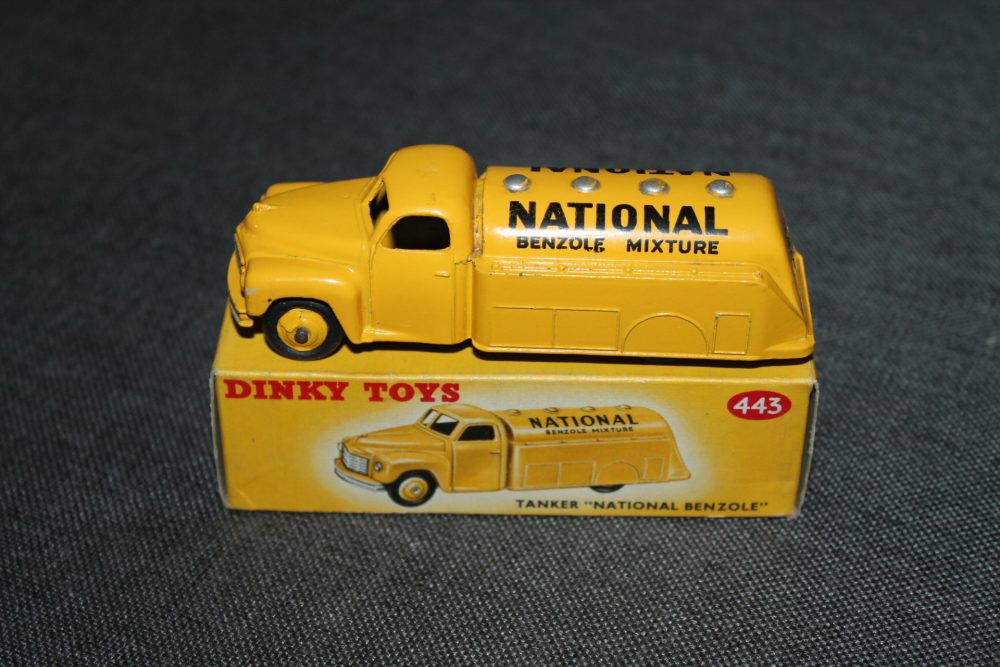 studebaker national benzole petrol tanker yellow dinky toys 443