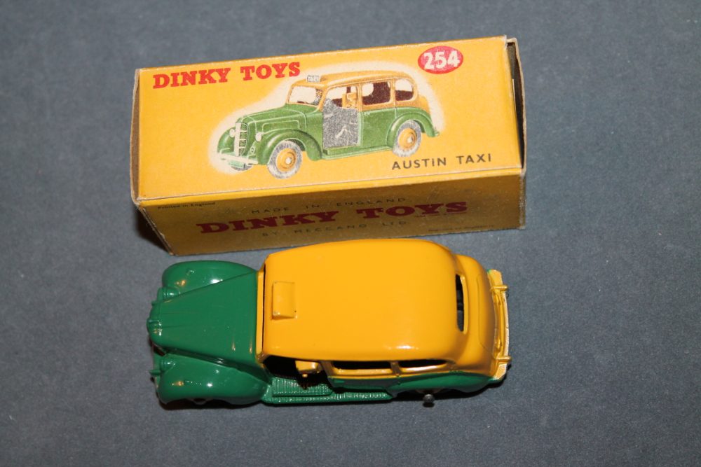 austin taxi yellow and green dinky toys 254 top
