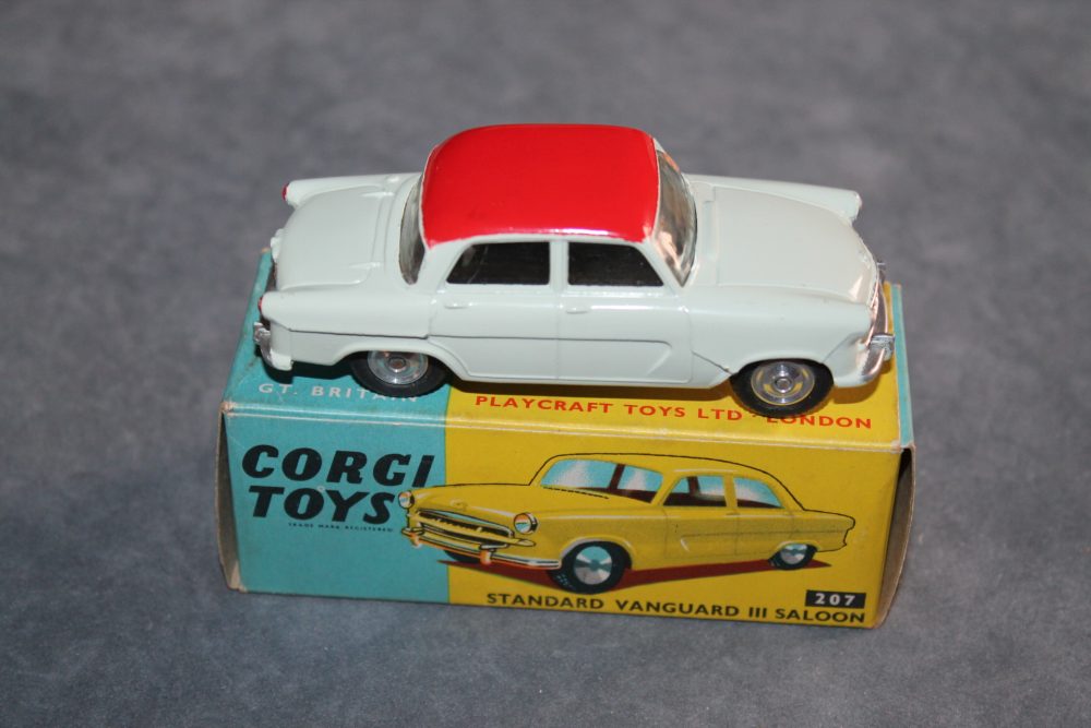 standard vanguard eggshell blue and red roof only corgi toys 207 side
