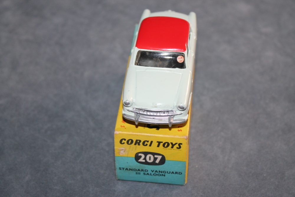 standard vanguard eggshell blue and red roof only corgi toys 207 front
