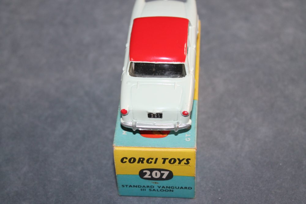 standard vanguard eggshell blue and red roof only corgi toys 207 back