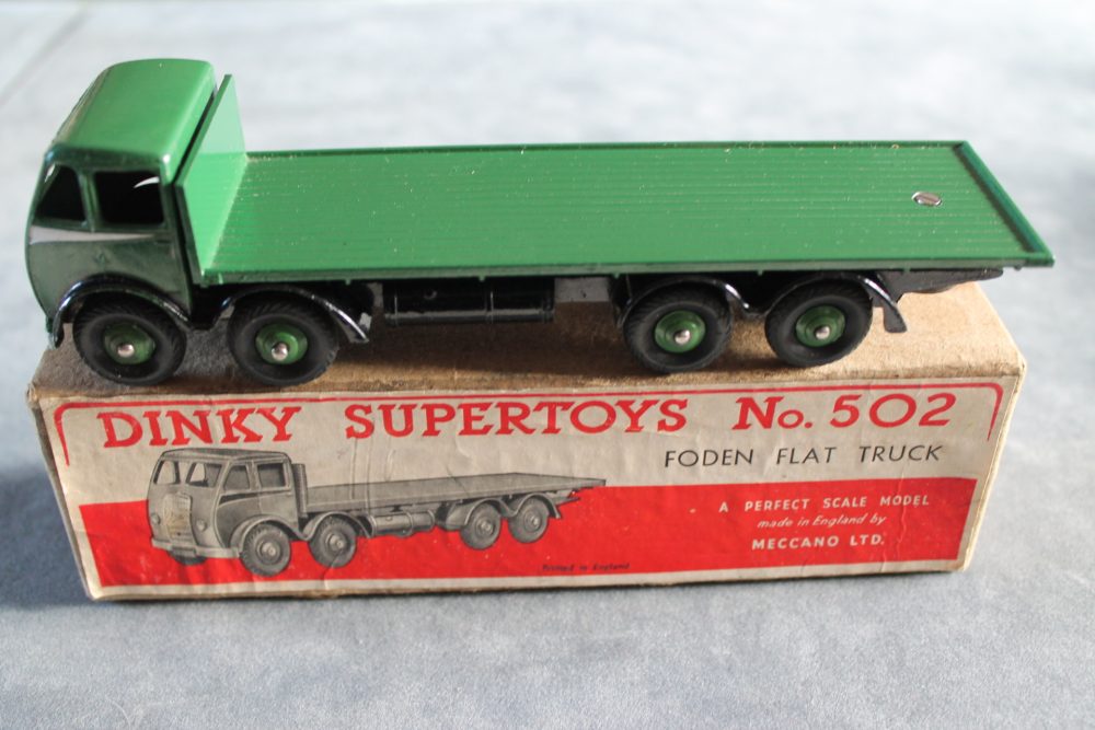 foden 1st cab flatbed lorry dark green dinky toys 502