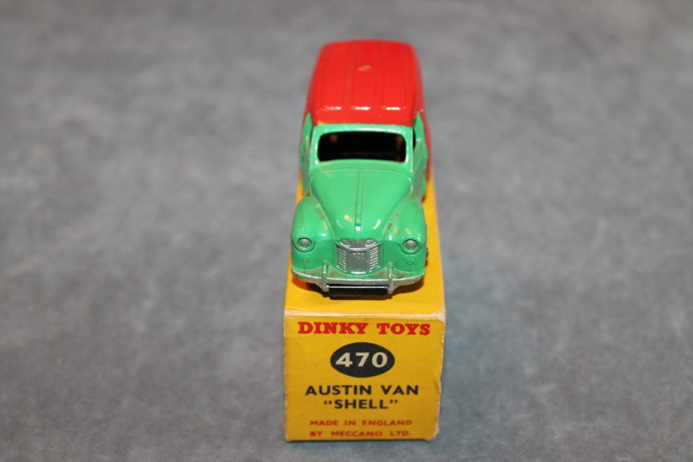 austin shell van red and green dinky toys 470 front
