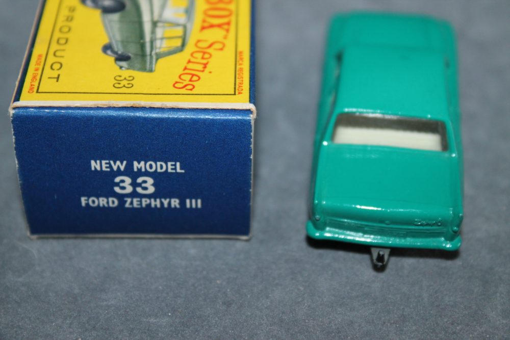 ford zephyr 6 sea green matchbox toys 33b back