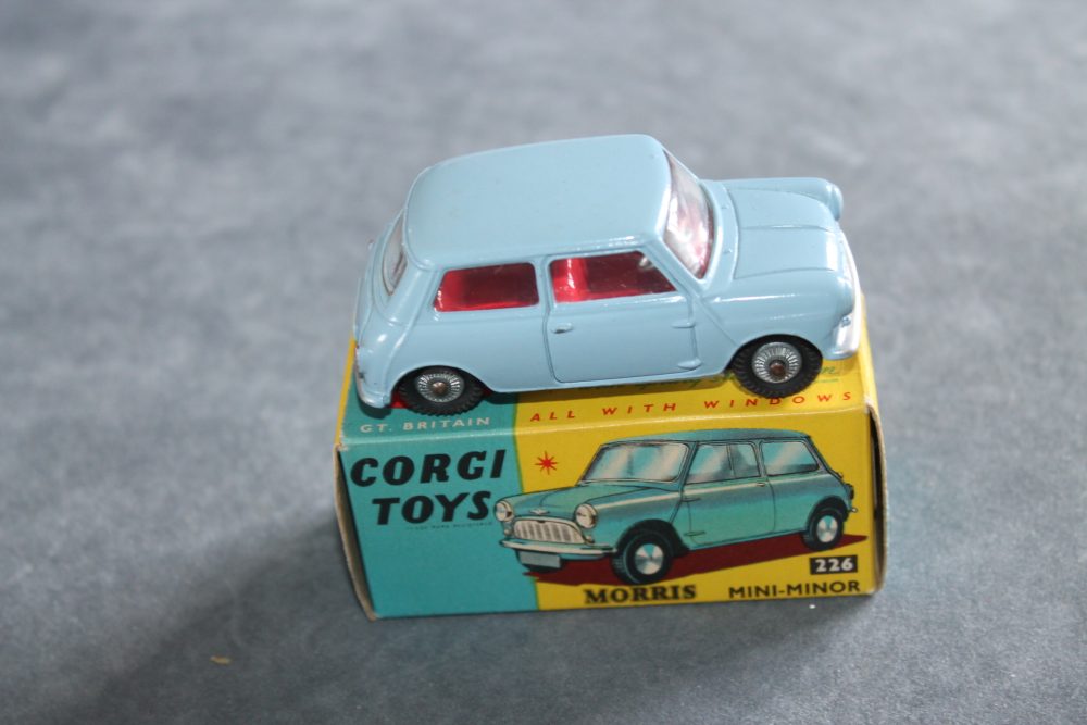 morris mini minor lilac blue cast wheels corgi toys 226 side