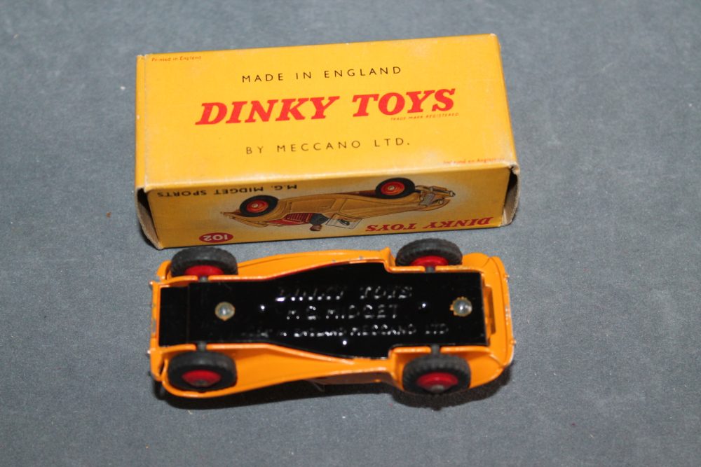 mg midget yellow dinky toys 102 base