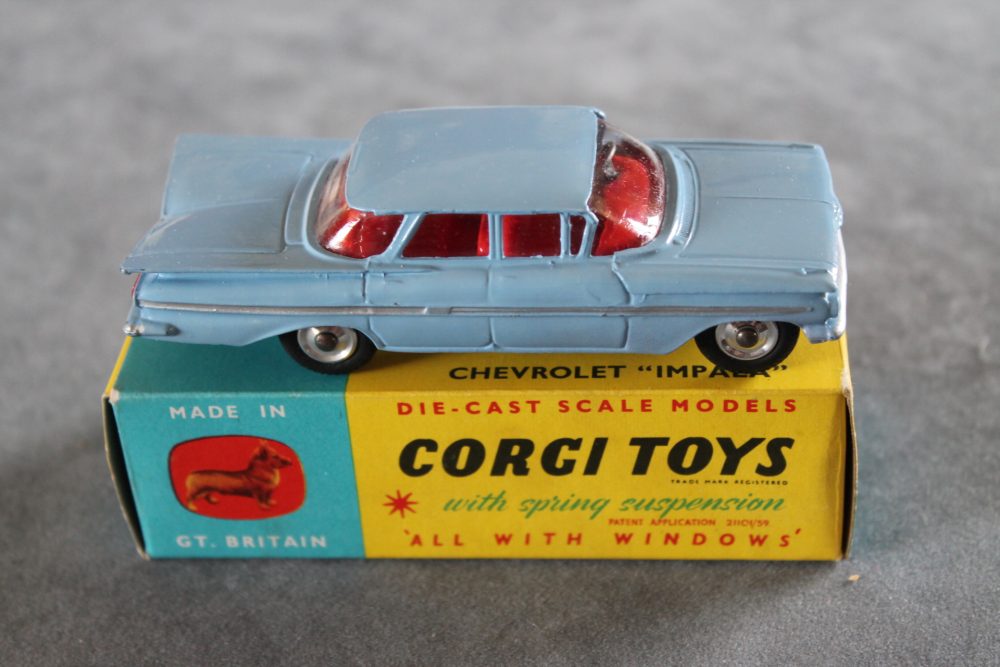 chevrolet impala blue corgi toys 220 side
