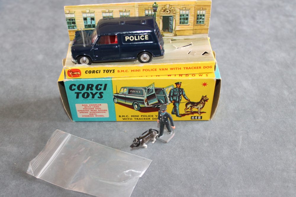 bmc mini police van and dog corgi toys 448