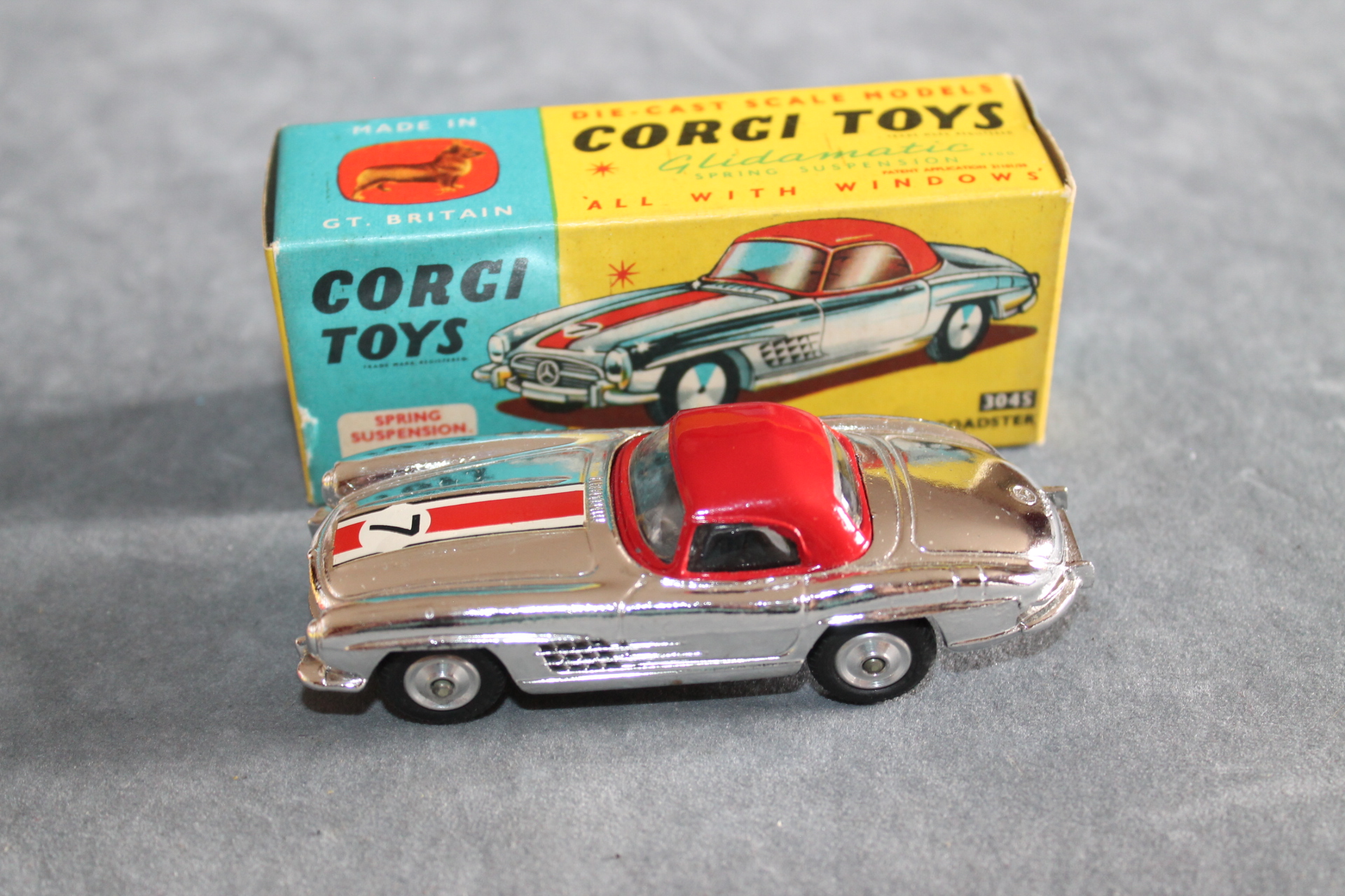 Corgi Toys 304S Mercedes Benz 300SL Hardtop Roadster RN7 - Diecast