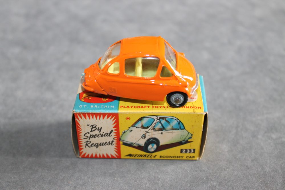 heinkel bubble car orange corgi toys 233 side