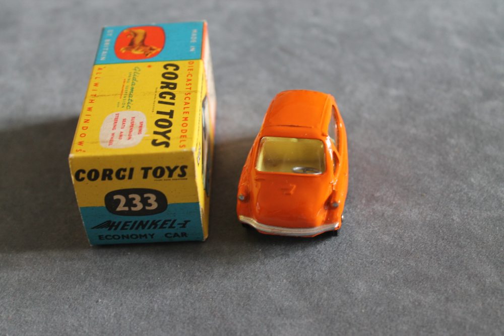 heinkel bubble car orange corgi toys 233 front