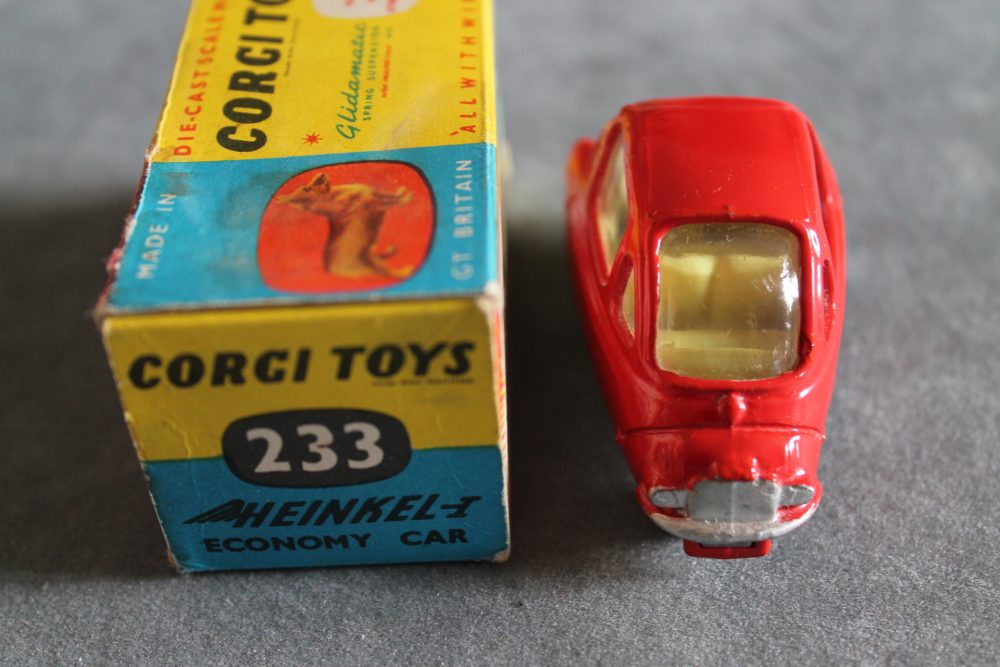 heinkel bubble car red silver hubs corgi toys 233 back