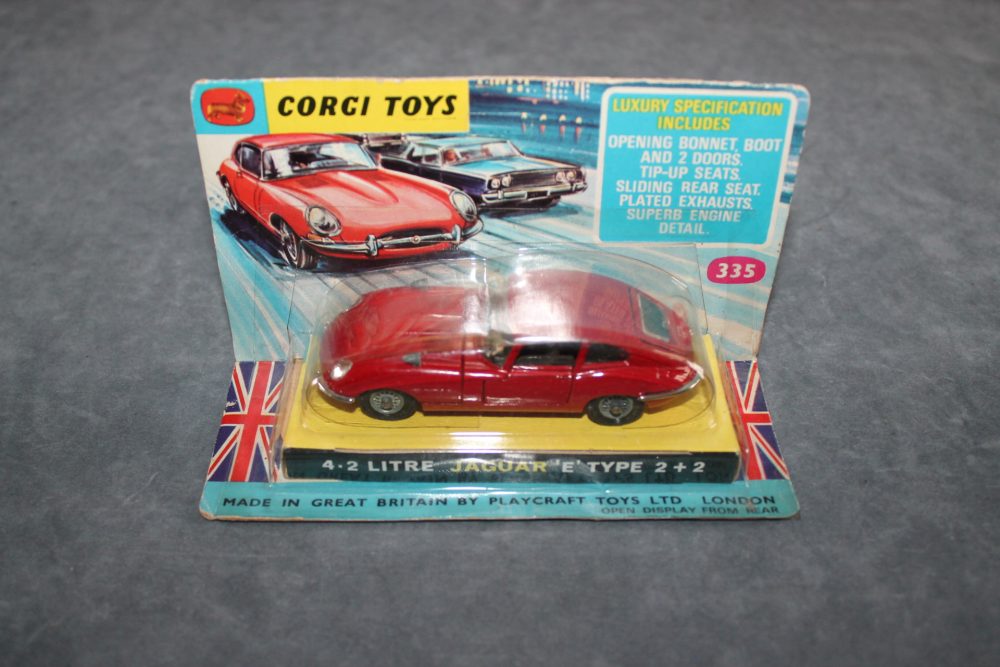 e type jaguar red corgi toys 335