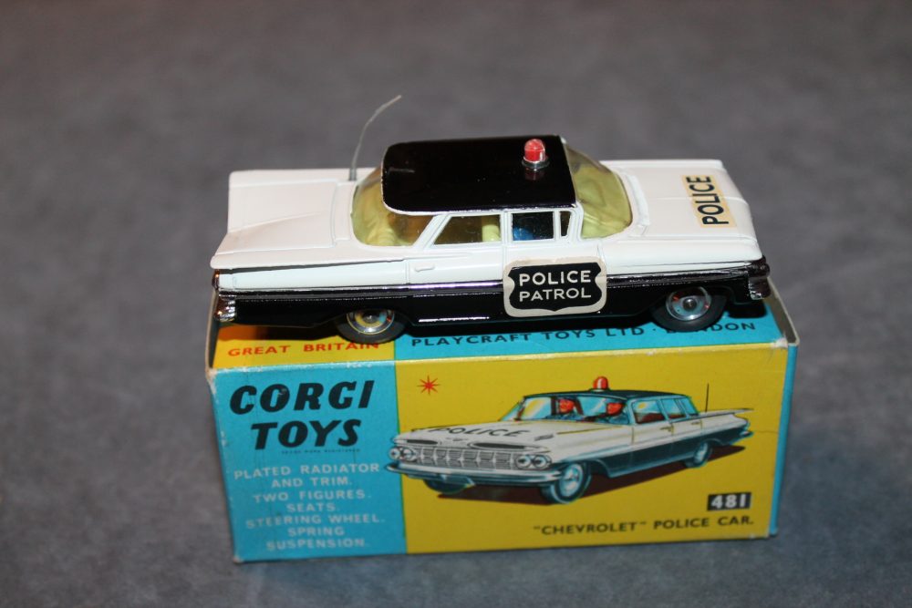 chevrolet police car corgi toys 481 side
