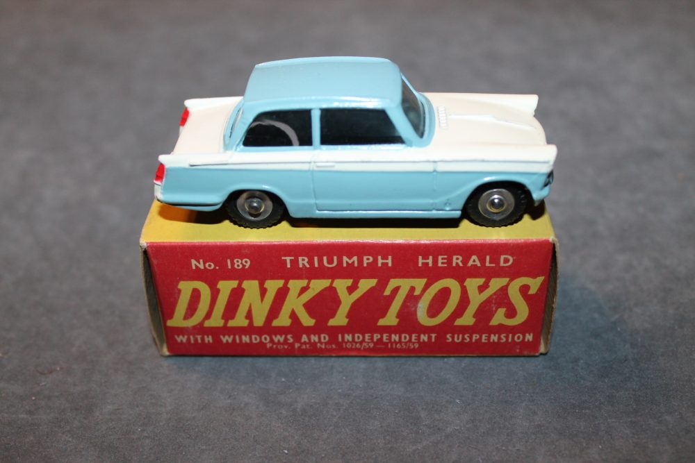 triumph herald blue and white dinky toys 189 side