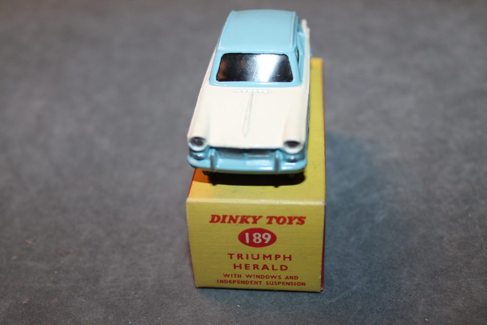 triumph herald blue and white dinky toys 189 front
