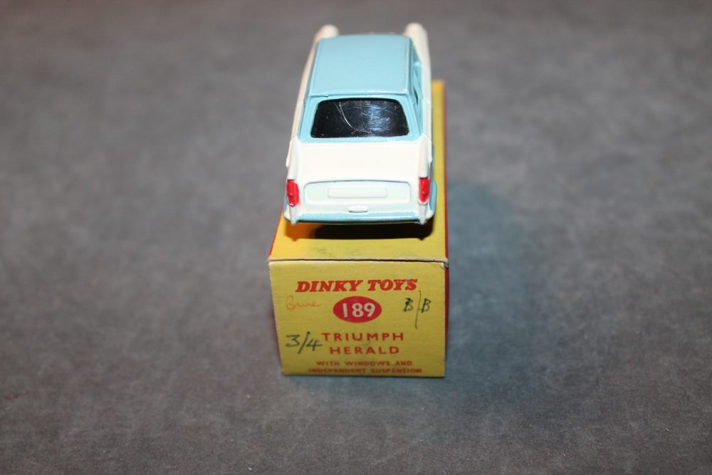 triumph herald blue and white dinky toys 189 back