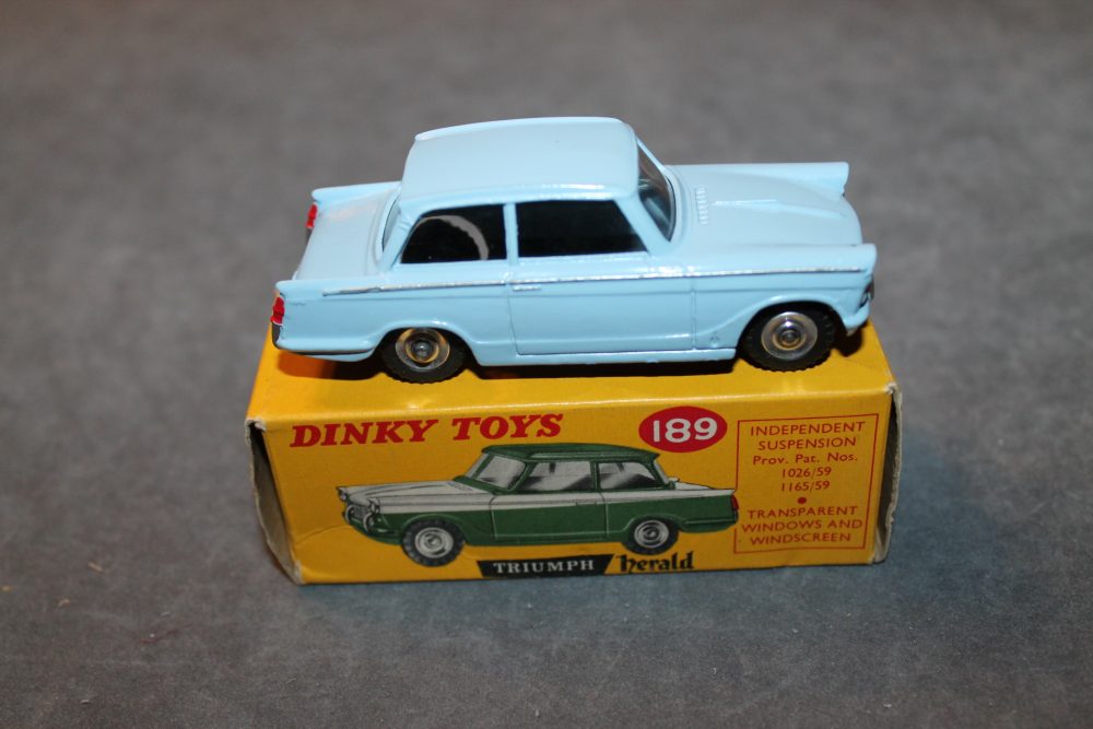 triumph herald promotional powder blue dinky toys 189 side