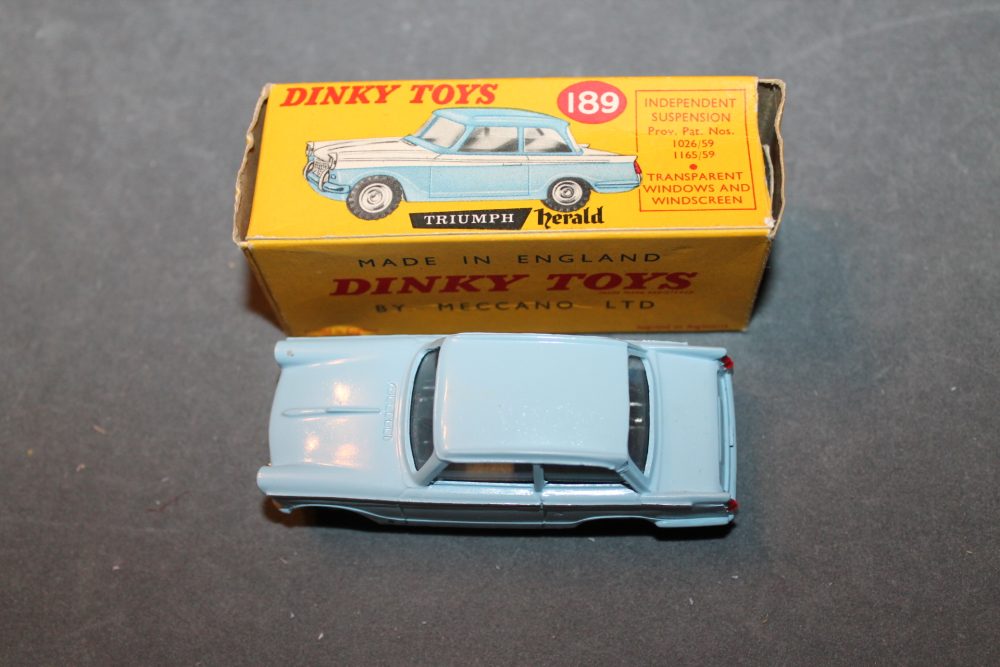 triumph herald promotional powder blue dinky toys 189 top