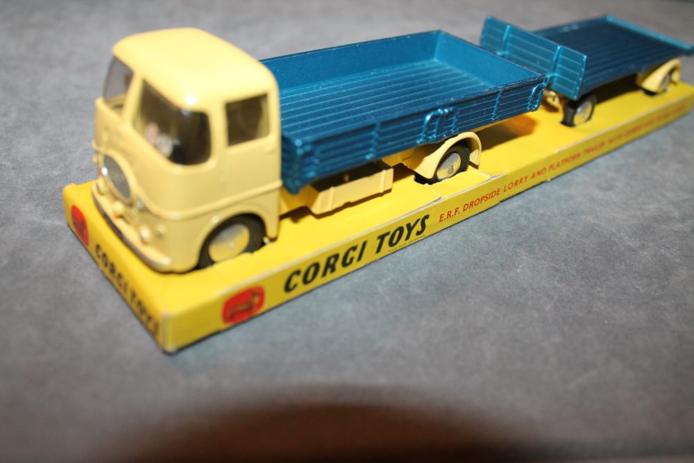 erf dropside lorry and trailer and loads corgi toys gift set 11 left side