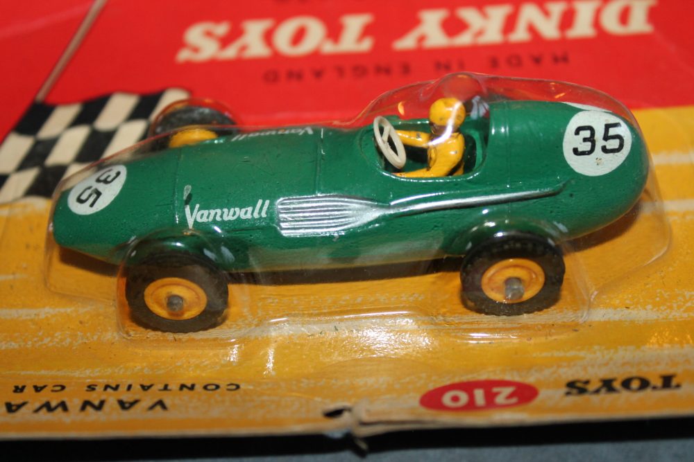 vanwall racing car in blister pack dinky toys 210 left side