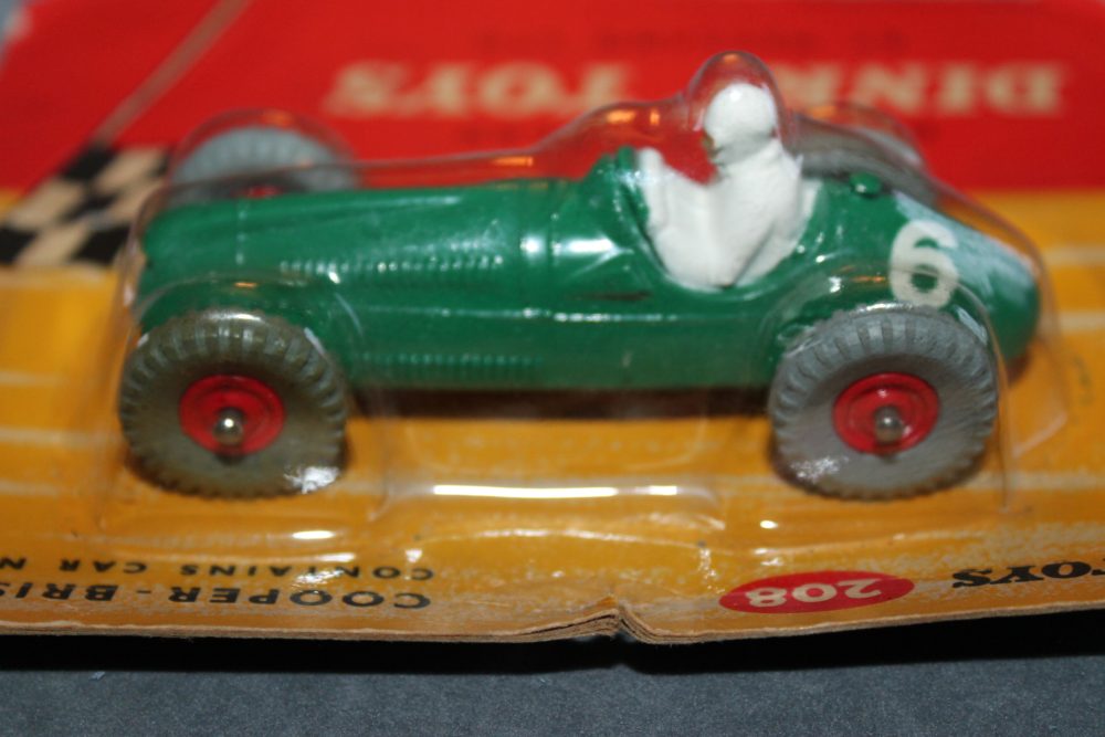 cooper bristol racing car in blister pack dinky toys 208-233 left side