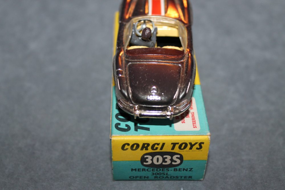 mercedes benz roadster in gold chrome corgi toys 303S back