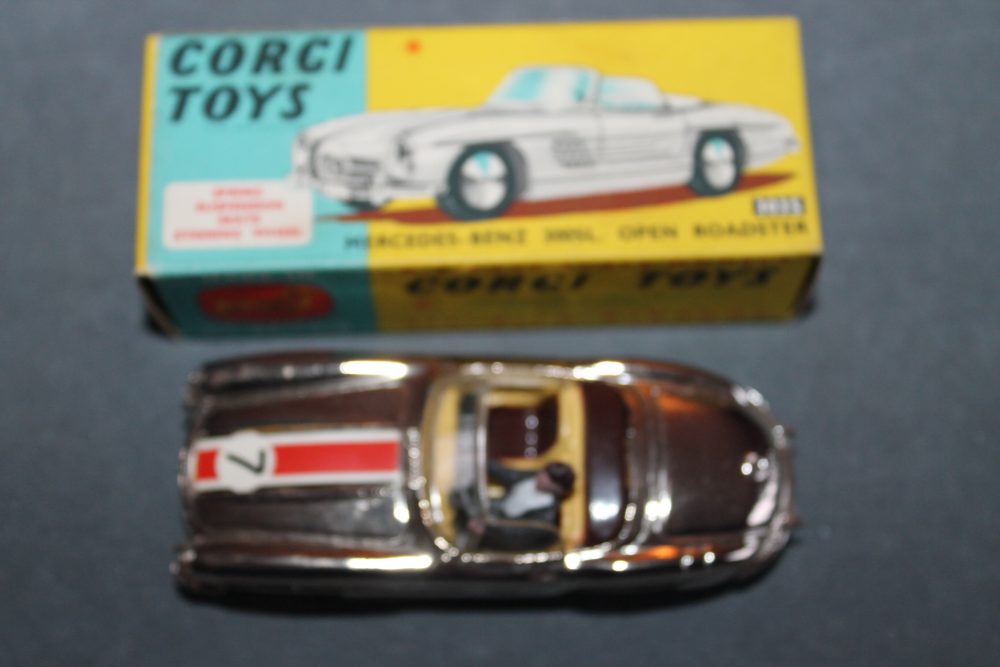 mercedes benz roadster in gold chrome corgi toys 303S top